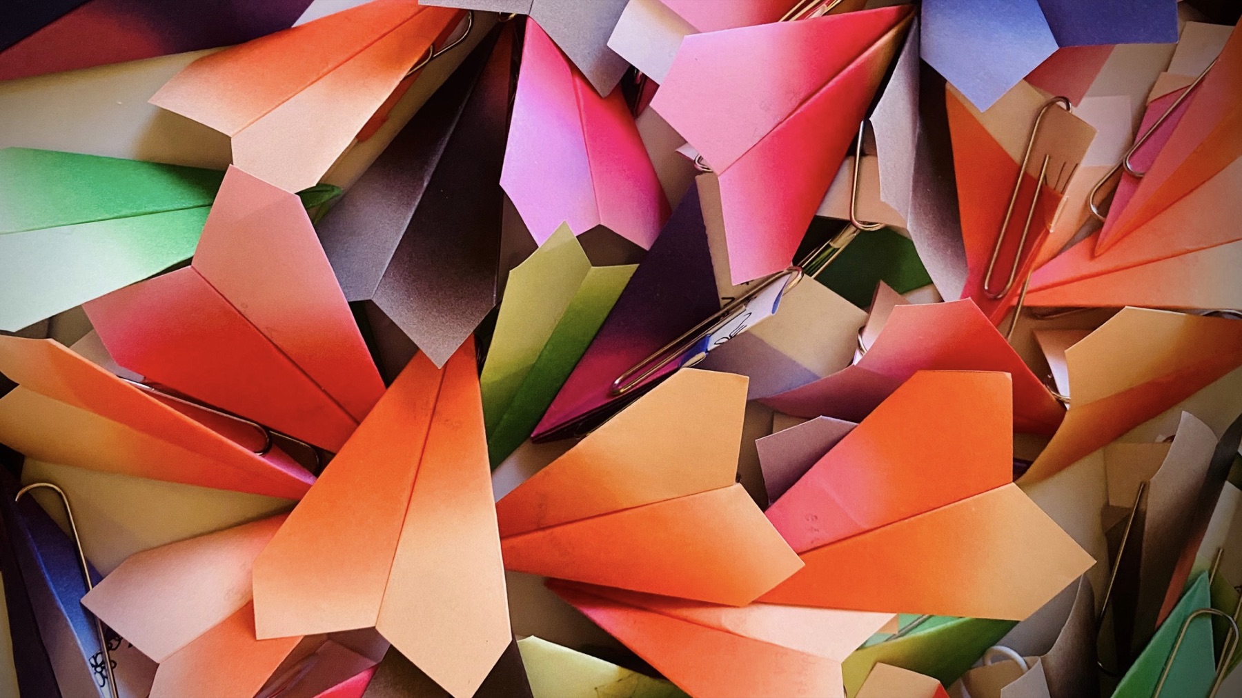 Colorful paper airplanes