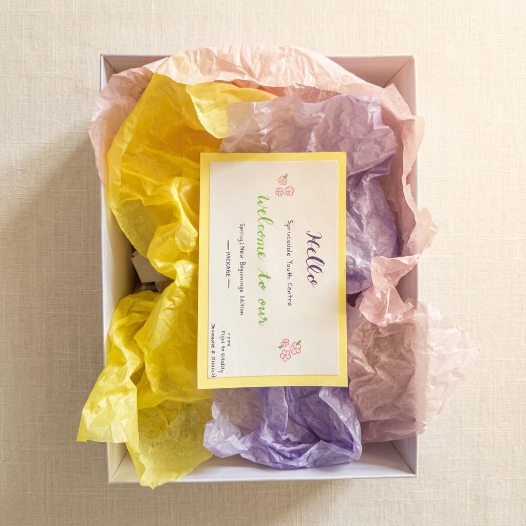 Spring care package with tissue paper and paper airplanes